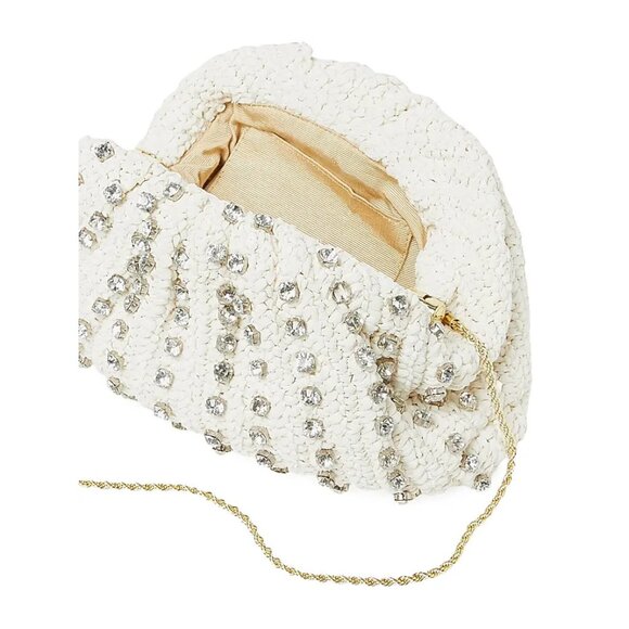 NEW Loeffler Randall Bailey Crystal-Embellished Raffia Bag - White - Picture 2 of 4